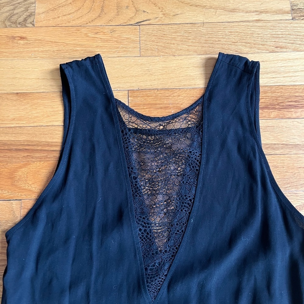 *5 for $20* IRO Black Sleeveless Shift Dress with Lace Inset - Picture 6 of 7